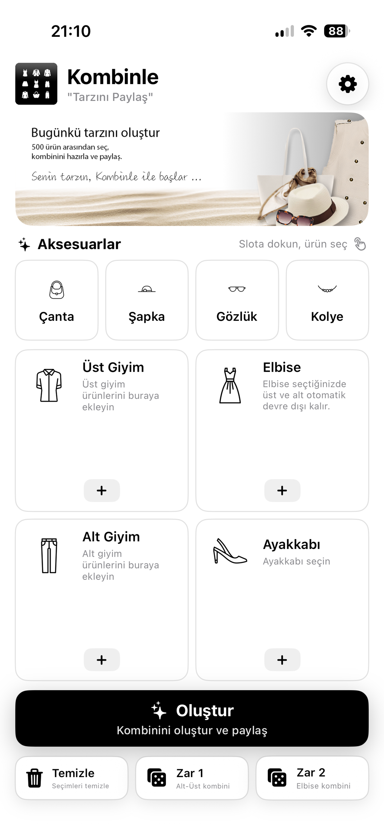 Kombinle ürün ekranı